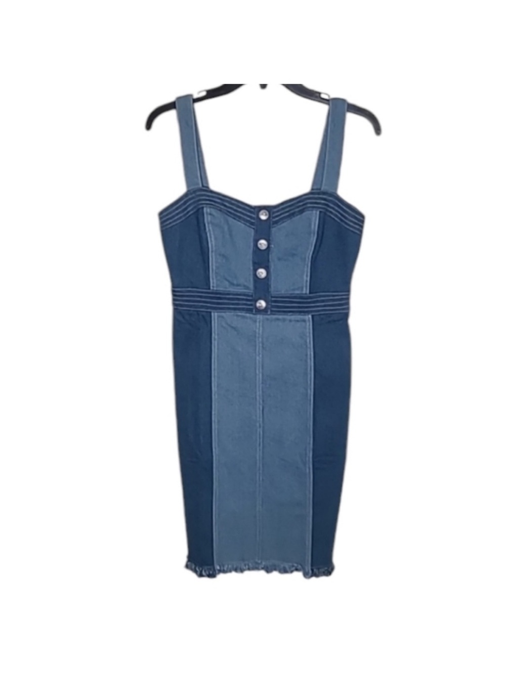VENUS Two-Tone Blue Denim Mini Dress